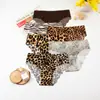 Pantaletas de Seda de Hielo sin Costuras Estampado de Leopardo Talla Europea Transpirables Cómodas de Cintura Media que se Ajustan a la Cadera para Mujeres Jóvenes Temu