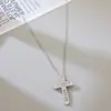 Pendente Cruzado Europeu e Americano Transfronteiriço Simples com Zircônia Incrustada Corrente para Clavícula Doce e Cool Personalizado Colar Longo Joias de Nicho Femininas