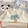 Camiseta bordada para niños, nuevo estilo primavera/otoño, top de manga larga a la moda, camiseta interior estilo coreano para niños, atuendo de primavera para niñas pequeñas