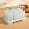 Forma de gelo de PP de grau alimentício, forma de sorvete DIY com cabo longo, forma de picolé caseiro, bandeja de cubos de gelo com tampa para evitar mistura de odores