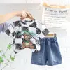 Moda Verão 2024 Para Meninos Shorts de Manga Curta Roupa de Bebê Calça de Berço Conjunto Lindo de Duas Peças Fabricante Direto Atacado