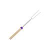 En stock, tenedor telescópico para barbacoa de acero inoxidable para exteriores, tenedor para perritos calientes, mango de madera, cuerda para barbacoa, tenedor telescópico para barbacoa en forma de U