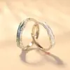 Anel Luminoso de Prata Pura S999 para Mulheres, Anéis de Casal de Luxo Leve de Nicho, Ajustável, Presente de Dia dos Namorados