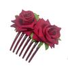 Peineta doble de rosa simulada europea y americana para el cabello, nupcial, para boda, plato para el cabello, peineta, flor para la cabeza bohemia, peine de siete dientes, joyería