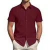 Comércio Exterior 2025 Novo Verão Manga Curta Cor Sólida Cardigã Masculino Camisa Casual Camisa Formal Roupa Masculina