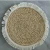Tapete redondo de palha simples nórdico isolamento térmico para casa tapete para tigela combinação de cores criativa mesa de jantar simples tapete para comida ocidental atacado