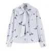 Venta al por mayor Otoño 2026 Nuevo Estilo Europeo Ropa de Mujer Decoración de Moño Estampado Floral Camisa 6475