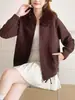 Outono/Inverno 2026 Novo Estilo Feminino Lã Gola Zíper Tricô Lã Dupla Face Cardigã, Cor Sólida Elegante, Suéter Casaco Simples e Versátil