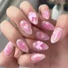 Caixa com 24 Peças de Conjunto de Adesivos para Unhas Artesanais Populares Transfronteiriços em Formato de Amêndoa com Gradiente, Unhas Postiças Curtas, Produto Acabado