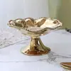 Estilo Europeo Color Sólido Artesanía Perla Cerámica Lujo Ligero Plato de Frutas Plato de Pastel Bandeja Adornos Plato de Boda Defectos