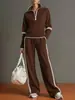 Moda Femenina Europea y Americana 2026 Sitio Independiente de Amazon Chaqueta Elegante con Cremallera Conjunto Deportivo de Dos Piezas