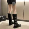 Botas de Caballero Estilo Influencer Hebilla Tacón Grueso Botas Martin Retro para Mujer Botas Largas Hasta la Rodilla Botas Vaqueras Occidentales Modernas