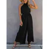 Moda Feminina Cruzada Nova Verão 2026 Europeia e Americana Comércio Exterior Amazon Macacão Plissado com Decote Ombro a Ombro e Gola Halter