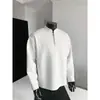 Otoño Invierno Nueva Camiseta para Hombre Color Sólido Talla Grande Holgada Cremallera Cuello Alto Casual Americano Manga Larga Camiseta para Hombre