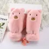 Nuevos guantes de invierno lindos de tweed imitación visón, guantes de oso de dibujos animados para niños, manoplas cálidas para exteriores