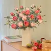 Rosa Artificial con Bordes Quemados para Jardín, Boda, Estudio Fotográfico, Decoración del Hogar y Arreglo de Flores Artificiales