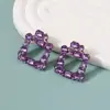 Pendientes de aleación geométrica cuadrada hueca de personalidad, moda creativa con diamantes de imitación, pendientes versátiles para mujer, nuevos transfronterizos