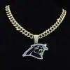 Transfronterizo Nueva Moda Hombres Pantera Negra Equipo de Fútbol Colgante Collar Hip Hop Completo Diamante Cadena Cubana Venta al por Mayor