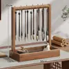 Estante de Madera Maciza para Guardar Cepillos Colgador de Bolígrafos de Escritorio Estudiante Multifuncional Estudio Cuatro Tesoros Estante de Exhibición Gancho Colgante para Caligrafía
