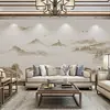 18d Papel de parede de fundo de TV chinês sala de estar sofá tecido de parede sem costura estudo pintura chinesa paisagem a tinta papel de parede mural