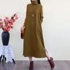 Novo Vestido Base Espesso com Forro de Lã Vintage Artístico Outono/Inverno 2026 Solto de Gola Alta Elegante Longo