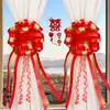 Decoração de Quarto de Casamento, Decoração de Sala de Estar, Cortinas, Caractere de Felicidade Dupla, Enfeites de Flores Puxados à Mão, Decorações Pendentes, Fitas, Suprimentos de Casamento para os Quartos da Noiva e do Noivo
