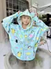 Moletom com Capuz Estampado Integral de Desenho Animado Tendência Nacional Fofo e Doce para Estudantes Homens e Mulheres Look Emagrecedor Solto Jaqueta com Zíper Outono e Inverno