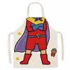 Delantal sin mangas de dibujos animados de superhéroes, moderno y peculiar, para cocinar en familia y uso en estudio, bata anti-manchas