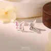 Pendientes de botón para oreja de mariposa de cristal de resina y aguja de plata S999, estilo fresco y dulce de chica, bonitos y únicos, joyería para oreja