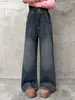 Jeans rectos de cintura alta para niñas, estilo primavera y otoño, pantalones anchos elegantes para niños mayores, ropa de otoño para niñas, pantalones versátiles para estudiantes de secundaria