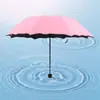 Paraguas de flor activado por agua, paraguas de doble uso para lluvia y sol, paraguas de pegamento negro con 70% de descuento, plegable, portátil, protección solar, protección UV, impresión de logotipo