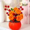 Decoración Artificial de Año Nuevo Fruta de Caqui Arreglo Floral Caqui Deseoso Fruta Roja Cubo de la Fortuna Adorno de Mesa para Sala de Estar Regalo de Bendición