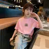 Camiseta de Manga Corta de Algodón Puro para Niñas Ropa de Verano Dulce Nuevo Estilo Top Delgado Elegante para Niñas Pequeñas y Medianas y Bebés Camiseta de Moda Genial para Niñas