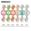 Relógio Feminino de Luxo de Alta Qualidade Moka Pulseira de Cobre Exquisita Cravejada com Diamantes Relógio Pulseira Flor Cruzada Compacto à Prova d'Água Gradiente Relógio de Quartzo
