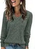 Amazon Wish Popular Transfronterizo Europeo y Americano Comercio Exterior Ropa de Mujer 2026 Manga Larga Cuello en V Tejido de Canalé Cepillado Camiseta