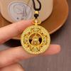 Colgante de Brújulas Calado de Calabaza Filigrana Antigua Oro Arena Vietnamita Estilo Étnico Retro para Hombre y Mujer Collar Fulu de Disco