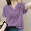 Elegante Camiseta de Algodón de Bambú Talla Grande para Mujer, Top Holgado y Relajado de Manga Corta, Estilo Coreano Verano 2026, Adelgazante y Sensación Relajada