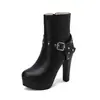 Botas nuevas con remache de hebilla de cinturón, cremallera lateral, botines, botas de caballero, tacones altos gruesos, talla grande 40-50, botas de comercio exterior