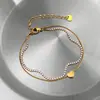 Pulsera Opk Estilo Ins Europeo y Americano para Mujer Acero Inoxidable Nicho Alta Gama Corazón Pedrería Doble Capa Apilada Acero Titanio