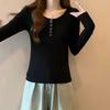 Camiseta Básica de Principios de Otoño para Mujer, Nuevo Estilo 2025, Top Acanalado Ajustado Adelgazante, Camiseta Blanca Ajustada de Manga Larga con Cuello Bajo