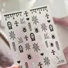 Pegatinas para Uñas Halloween Tensor Calavera M1295 Estilo Oscuro Telaraña Corazón Cruz Pegatinas para Uñas