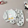 Nueva colección otoño 2026 para niños y niñas: adorable conjunto casual de sudadera y pants con temática de dibujos animados en estilo coreano