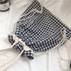 03172 japonês ins bolsa de lona 2020 novo portátil cordão bolsa de ombro artístico Plaid bolsa de estudante atacado