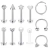 E-commerce transfronteiriço traje quente aço inoxidável piercing labial nasal anel misto 11 peças combinação joias de body piercing em estoque