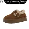 Botas de Neve Birkenstock Originais em Couro com Solado Grosso, Totalmente Fechadas, para Mulheres, Inverno, com Pelúcia Espessa, Quentes, Slip-on, Sapatos de Algodão, Sapatos Peludos