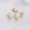 Pendente Flor de Zircônia Banhado a Ouro 14K que Preserva a Cor Pequeno Pingente de Flor Pingente para Brincos Colar Pulseira DIY Joias