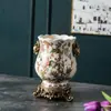 Vaso Cerámico Retro Americano de Alta Gama Personalizado de Fábrica Nuevo Estilo Chino Porcelana Azul y Blanca Sala de Estar Arreglo Floral de Alta Gama Europeo Transfronterizo