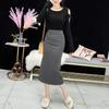 Saia Justa ao Quadril para Mulheres 2024 Outono Nova Saia Feminina Rabo de Peixe Cintura Alta Estilo Coreano Saia Longa Envelope Bolso Saia Slim Bonita