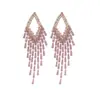 Brincos de Borboleta Rosa Doce com Franjas e Zircônia, Brincos de Luxo Leve e de Alta Qualidade, Brincos de Moda Europeus e Americanos Transfronteiriços para Mulheres Atacado