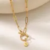 Collar con Colgante de 26 Letras Estilo Europeo y Americano Cierre de Pinza de Langosta Acero Inoxidable 304 Estilo Ins Cadena Versátil de Clip de Papel para Clavícula Joyería al por Mayor